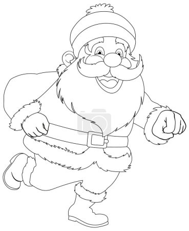 Illustration for Black and white line art of Santa Claus. - Royalty Free Image