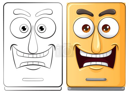 Zwei Cartoon-Gesichter mit unterschiedlichen Gesichtsausdrücken.