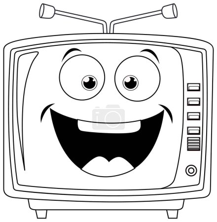 Fröhliches Animationsfernsehen mit einem breiten Lächeln