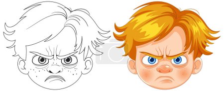 Vector illustration of a boy with an angry expression