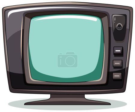 Ilustración de Vintage TV con pantalla en blanco y controles simples - Imagen libre de derechos