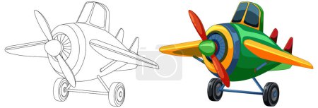 Illustration for Vector illustration of a cartoon airplane, colored and outlined. - Royalty Free Image