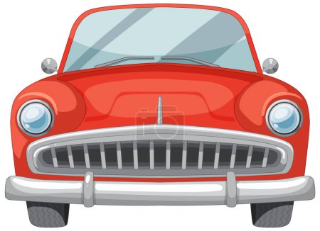 Illustration for Vector illustration of a vintage red car front. - Royalty Free Image