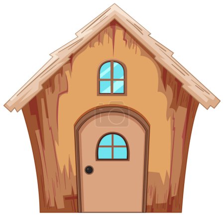 Vector graphic of a simple wooden house