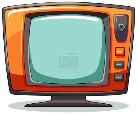 TV vintage colorée avec écran blanc