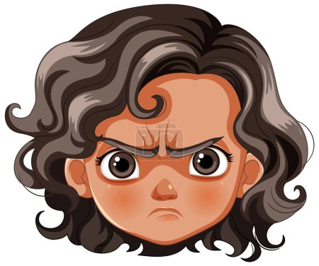 Vector illustration of a young girl looking annoyed