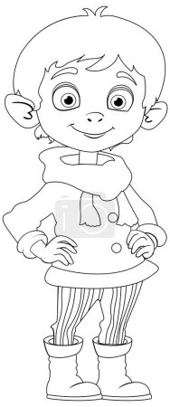 Illustration for Smiling elf character dressed for cold weather. - Royalty Free Image