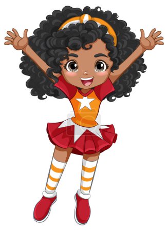 Illustration for Animated cheerleader girl with a big smile jumping - Royalty Free Image