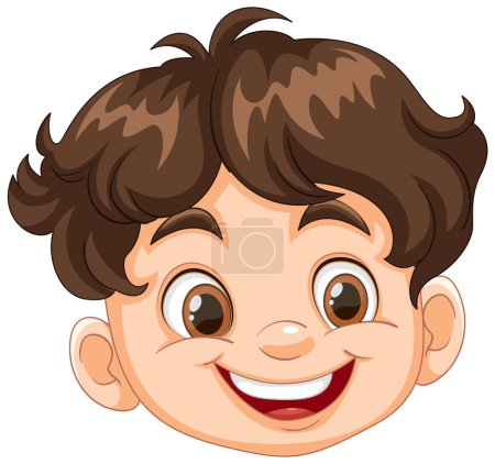 Téléchargez les illustrations : Illustration vectorielle d'un jeune garçon heureux souriant. - en licence libre de droit