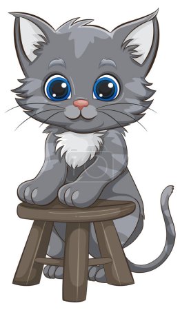 Adorable gatito gris con grandes ojos azules