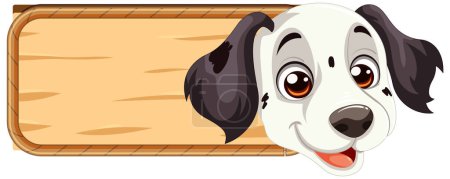 Illustration for Cartoon dog smiling over a blank signboard. - Royalty Free Image
