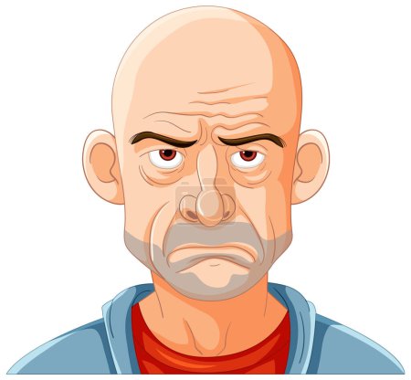 Illustration for Vector illustration of a displeased bald man - Royalty Free Image