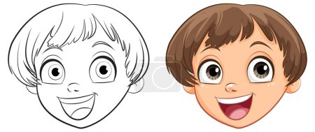 Illustration for Two stages of a boy character illustration - Royalty Free Image