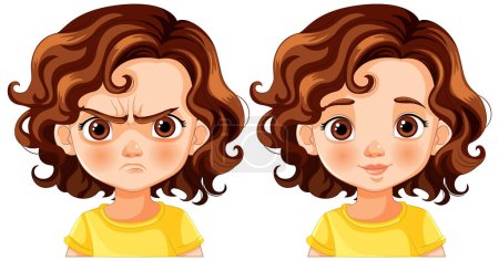 Ilustración de Ilustración vectorial de expresiones emocionales contrastantes - Imagen libre de derechos