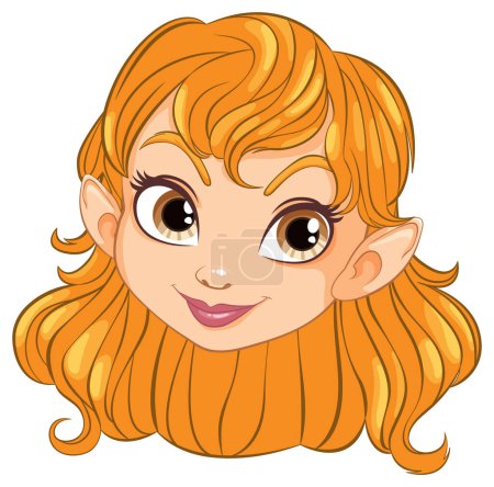 Ilustración vectorial de una sonriente cara de elfo femenino.