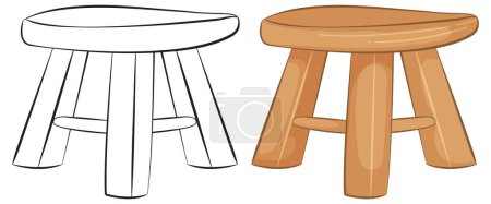 Illustration for Vector illustration of a basic wooden stool. - Royalty Free Image