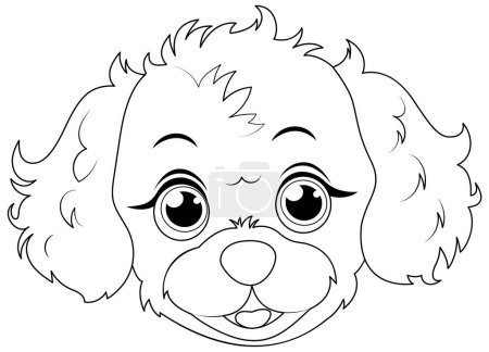 Illustration for Black and white line art of a cute puppy - Royalty Free Image