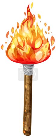Illustration for Vector illustration of a lit torch with fire. - Royalty Free Image