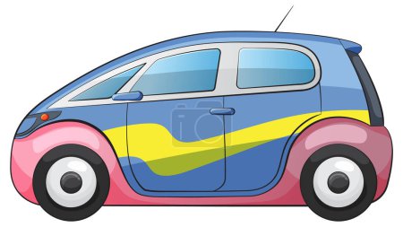 Vibrant vector graphic of a small modern car