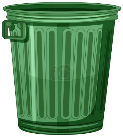 Cartoon-style green trash can on white background.