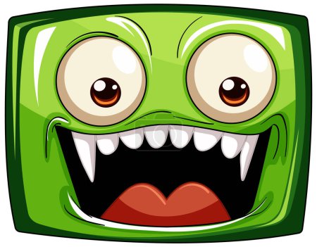 Ilustración de Ilustración vectorial de un alegre monstruo verde - Imagen libre de derechos