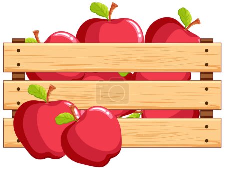 Illustration for Vector illustration of red apples in a crate - Royalty Free Image