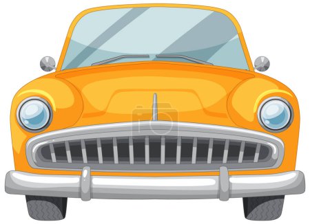 Illustration for Vector illustration of a vintage orange car front. - Royalty Free Image