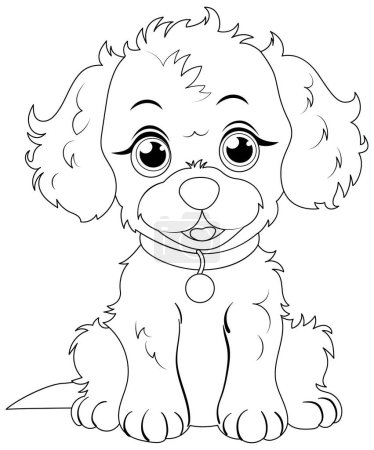 Illustration for Cute cartoon puppy with big eyes and collar - Royalty Free Image