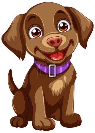 Téléchargez les photos : Mignon chien brun souriant avec un collier violet - en image libre de droit