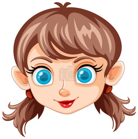 Photo for Vector illustration of a smiling female elf face. - Royalty Free Image