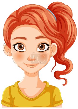 Téléchargez les illustrations : Joyeux jeune fille avec illustration de cheveux rouges. - en licence libre de droit