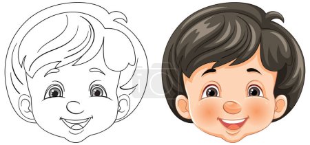 Illustration for Vector illustration of two happy children's faces - Royalty Free Image