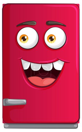 Téléchargez les illustrations : Illustration vectorielle d'un frigo rouge joyeux - en licence libre de droit