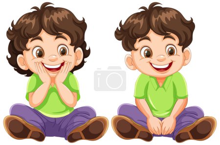 Illustration for Vector illustration of a cheerful boy sitting - Royalty Free Image