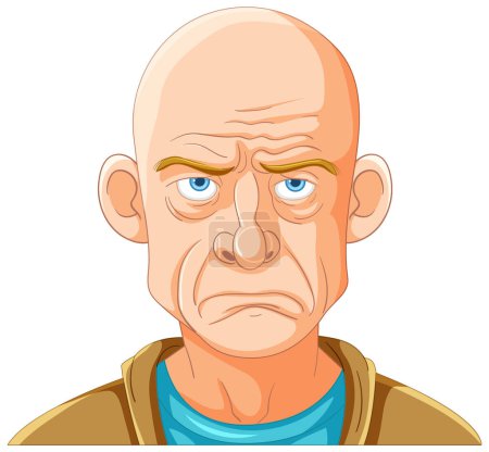 Vector illustration of a displeased elderly man