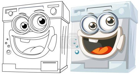 Ilustración de Dos lavadoras animadas con caras alegres - Imagen libre de derechos