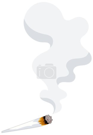 Ilustración vectorial de un cigarrillo encendido que emite humo.