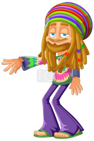 Téléchargez les photos : Vecteur coloré d'un homme rastafari souriant. - en image libre de droit