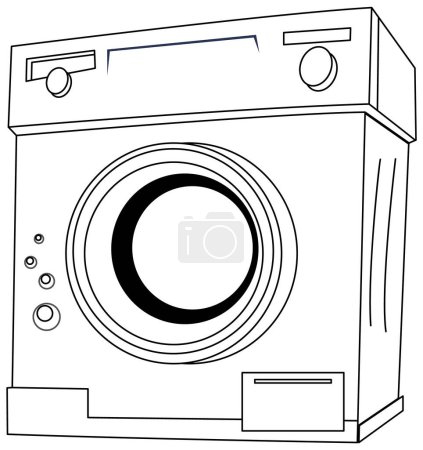 Black and white vector of a washing machine