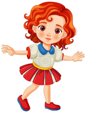 Vector illustration of a cheerful young girl dancing