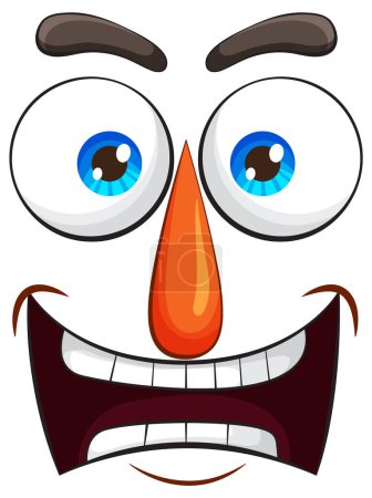 Illustration for Colorful, exaggerated cartoon face with a funny expression - Royalty Free Image