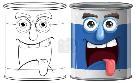 Téléchargez les illustrations : Deux boîtes de dessin animé montrant des expressions ludiques. - en licence libre de droit