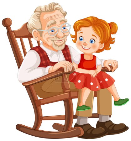 Illustration for Elderly man and young girl enjoying time together - Royalty Free Image
