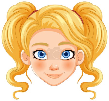 Helle Augen Mädchen mit blonden Zöpfen Illustration