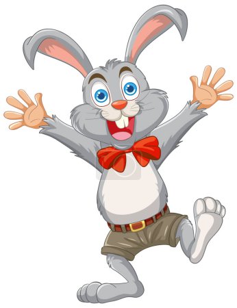 Ilustración de Feliz personaje de conejo celebrando con una amplia sonrisa. - Imagen libre de derechos