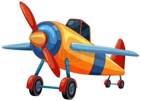 Téléchargez les illustrations : Illustration de dessin animé d'un avion à hélice classique. - en licence libre de droit