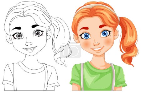 Ilustración de Ilustración vectorial de una niña, dibujada y coloreada - Imagen libre de derechos