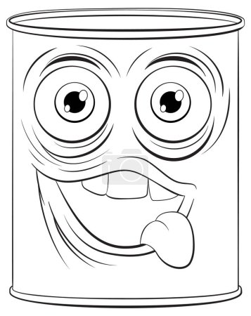 Téléchargez les illustrations : Une boîte de conserve joyeuse avec un visage vif. - en licence libre de droit