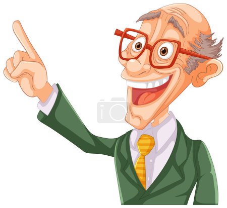 Photo for Animated professor character gesturing with enthusiasm - Royalty Free Image