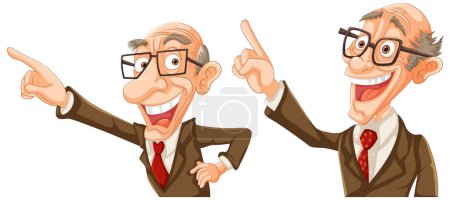 Illustration for Two animated elderly men gesturing with enthusiasm - Royalty Free Image
